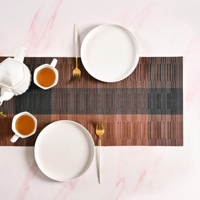 Urban Stripes Reversible Brown Table Runner 180x30cm