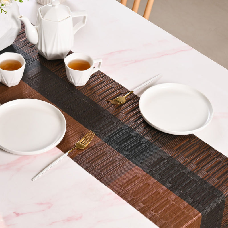 Urban Stripes Reversible Brown Table Runner 180x30cm