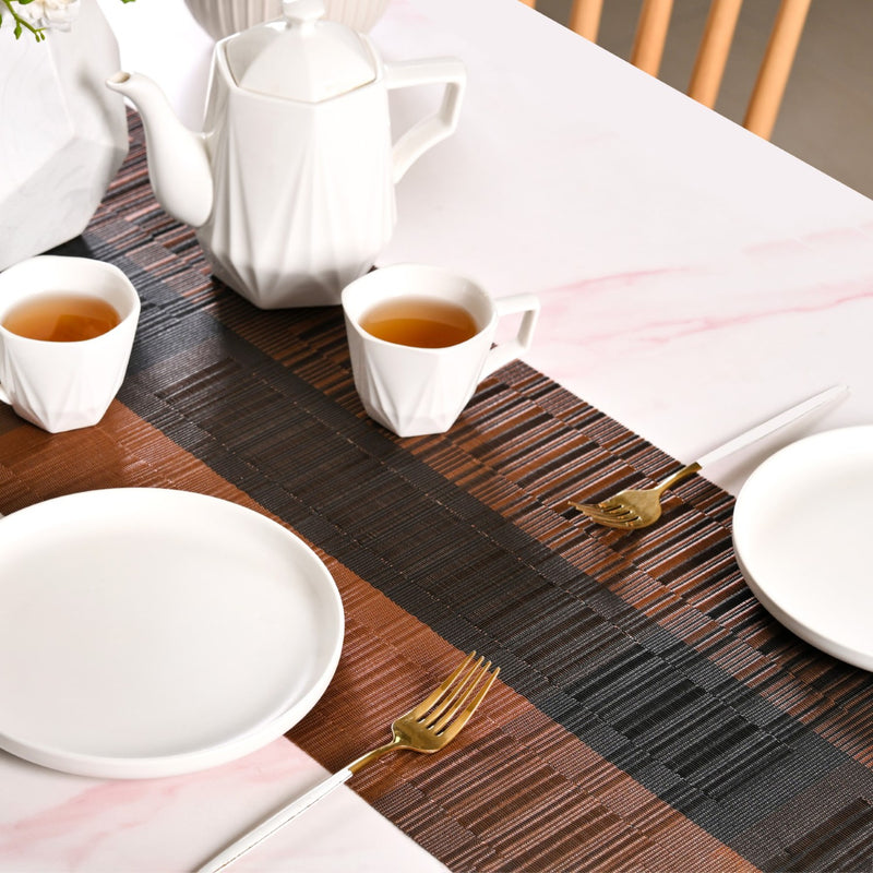Urban Stripes Reversible Brown Table Runner 180x30cm