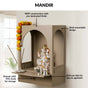 Urban Wall Mountable Mandir Medium With Bell Hanging Aasan Ghanti Diya And Puja Thali