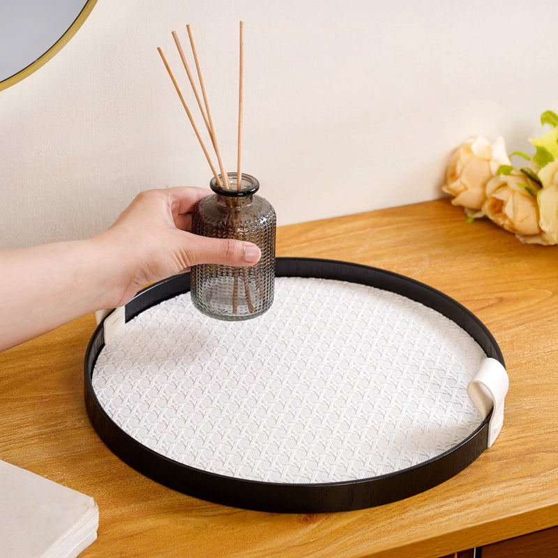 Urban Weave Multipurpose Round Tray White