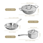 Triply Cookware Set With Kadai Frying Pan And Sauce Pan