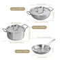 Set Of 3 Triply Daily Cook Set With Kadai Frying Pan And Casserole