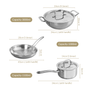 Triply Stainless Steel Kadai Frying Pan And Saucepan Cookware Set