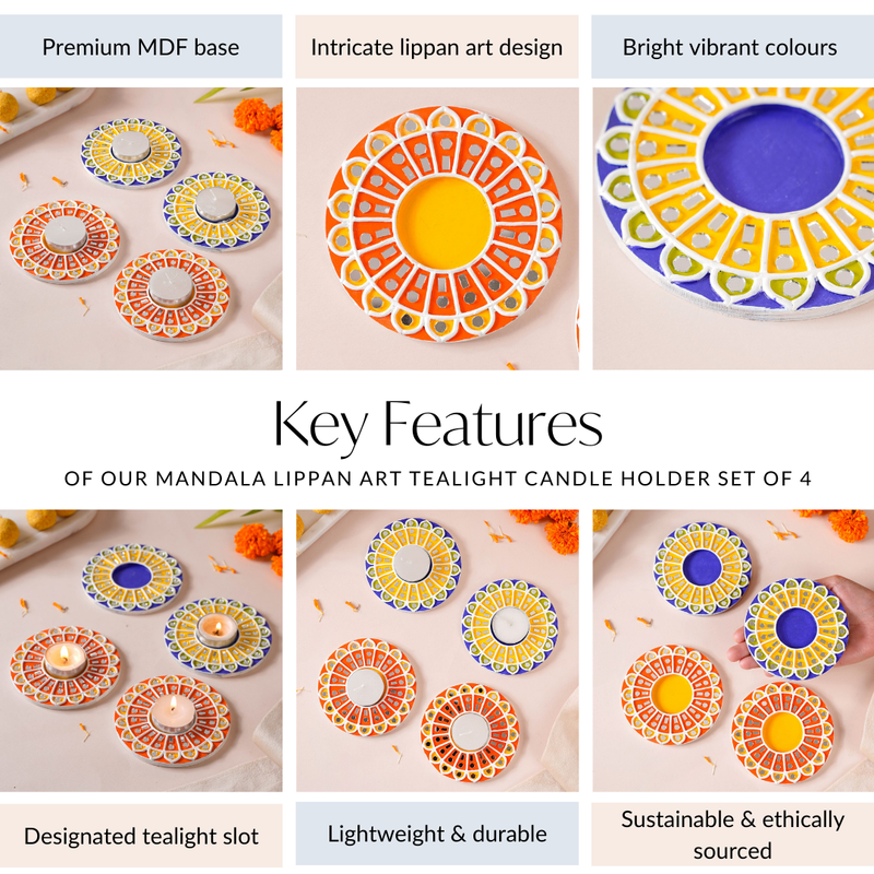 Mandala Lippan Art Tealight Candle Holder Set Of 4 Online Mandala Lippan Art Tealight Candle Holder Set Of 4 Online