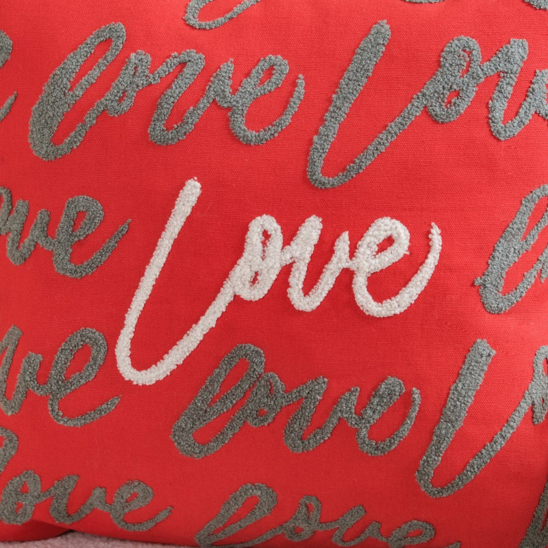 Embroidered Love Cotton Cushion Cover Set Of 2 16x16 Inch