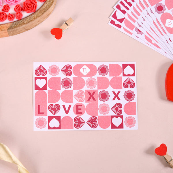 Love XOXO Valentine's Day Postcards Set Of 10