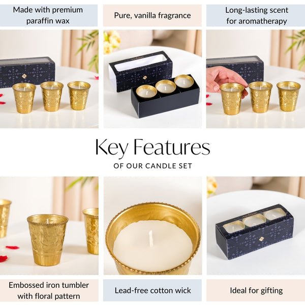 Vanilla Fragrance Candle Jar Set Of 3 In Gift Box