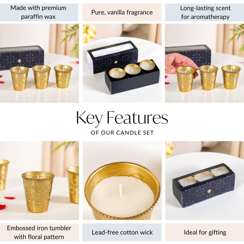 Vanilla Fragrant Candle Jar Set Of 3