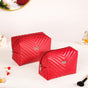 Vegan Leather Makeup Pouch Set Of 2 For Women Red