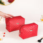 Vegan Leather Makeup Pouch Set Of 2 For Women Red