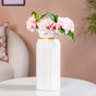 Ribbed Ceramic Vase Tall White