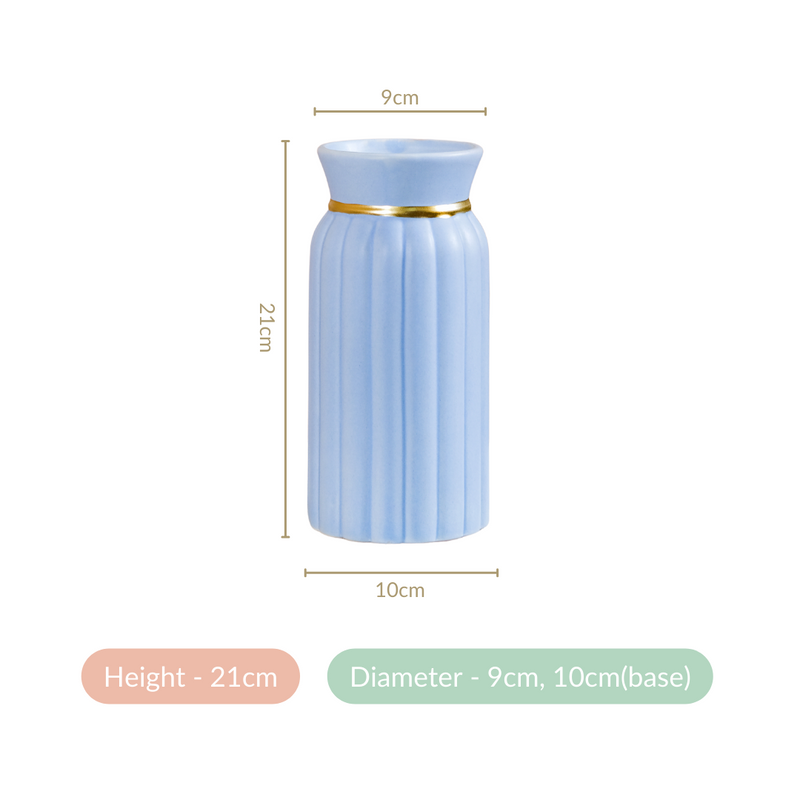 Short Ceramic Vase For Home Decoration Blue