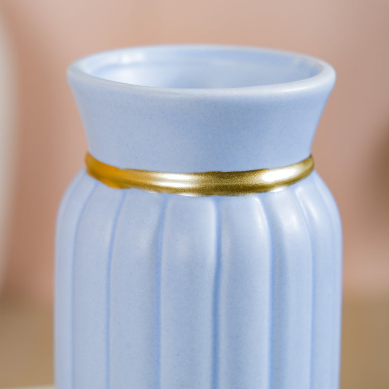 Short Ceramic Vase For Home Decoration Blue