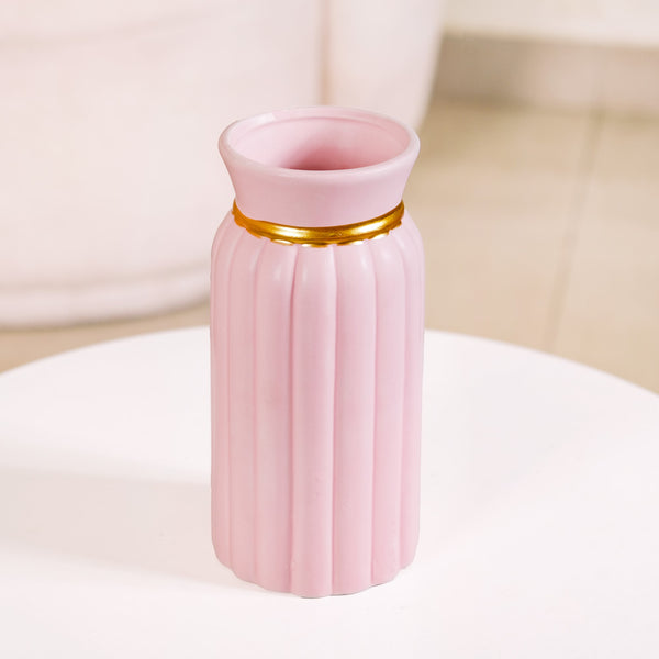 Ribbed Ceramic Vase Set of 2 Pink