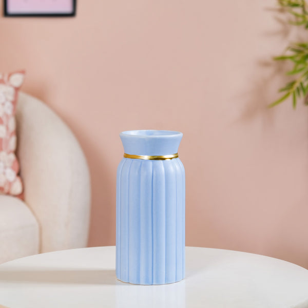 Short Ceramic Vase For Home Decoration Blue