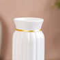 Ribbed Ceramic Vase Tall White