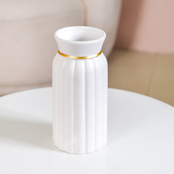 Textured Ceramic Vase Set Of 2 White