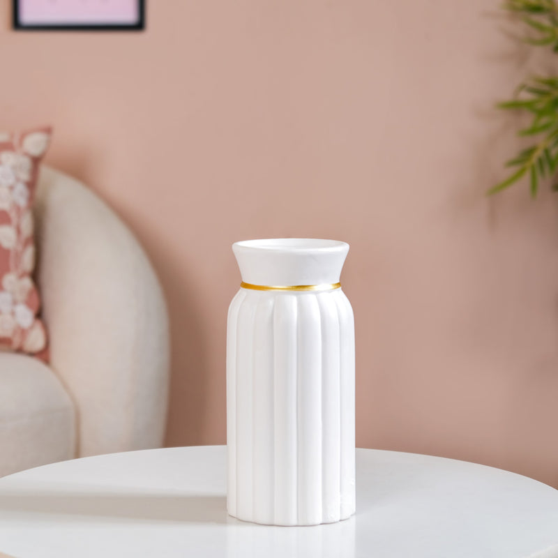 Textured Ceramic Vase Set Of 2 White