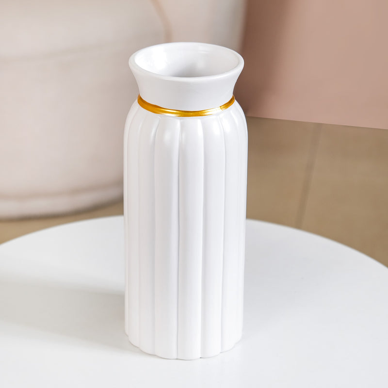 Textured Ceramic Vase Set Of 2 White