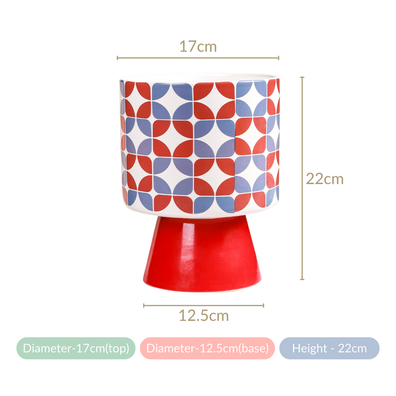 Colourful Pedestal Vase Bauhaus Red- Colourful Pedestal Vase, Decorative Flower Vase, Vibrant Pedestal Vase, Multicolour Flower Vase