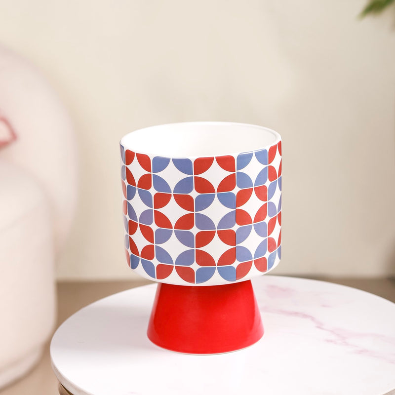 Colourful Pedestal Vase Bauhaus Red- Colourful Pedestal Vase, Decorative Flower Vase, Vibrant Pedestal Vase, Multicolour Flower Vase
