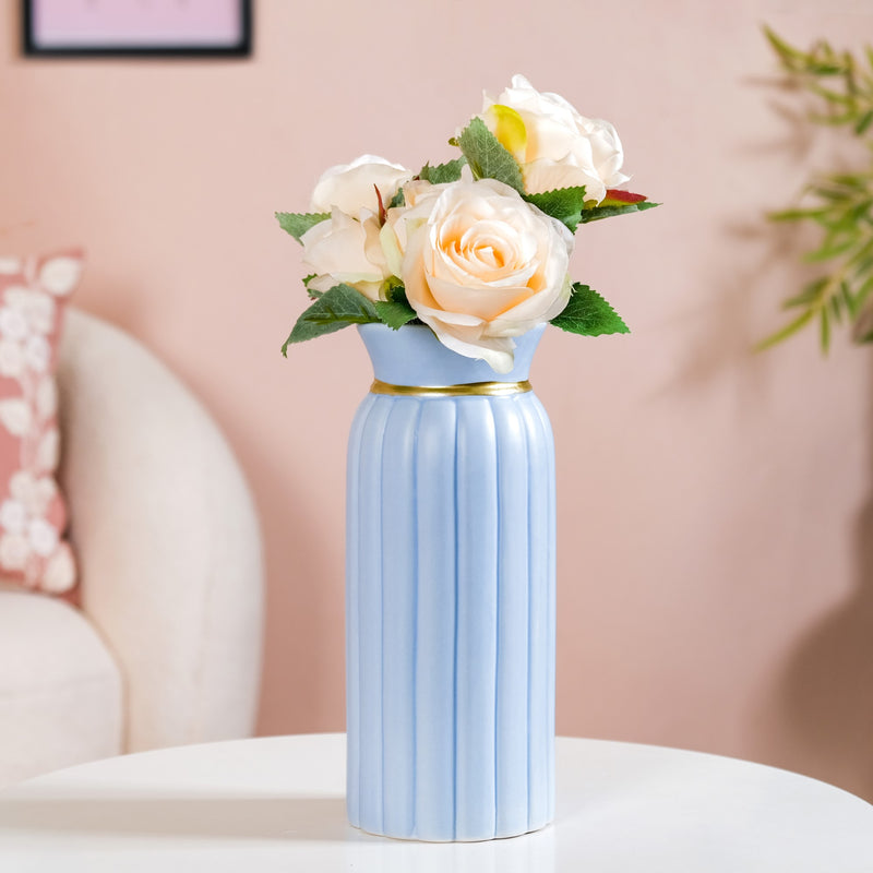 Luxurious Ceramic Vase Set Of 2 Blue