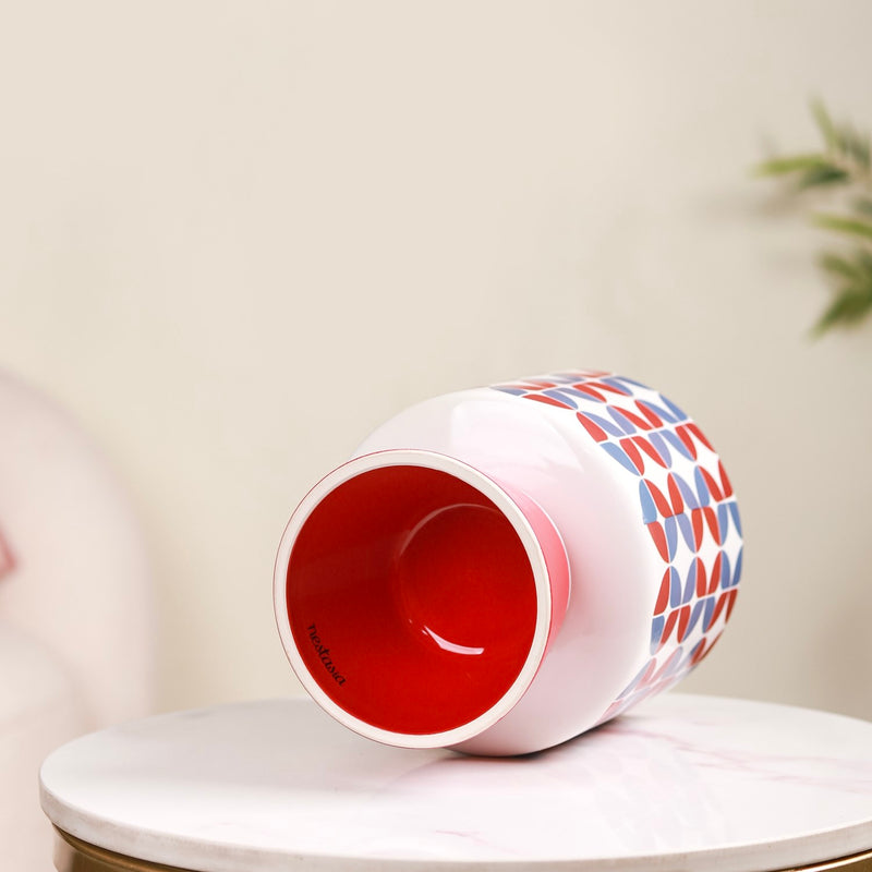 Colourful Pedestal Vase Bauhaus Red- Colourful Pedestal Vase, Decorative Flower Vase, Vibrant Pedestal Vase, Multicolour Flower Vase