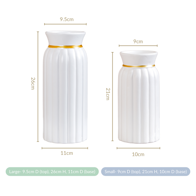 Textured Ceramic Vase Set Of 2 White