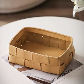 Vegan Leather Multipurpose Basket Beige