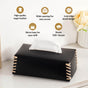 Vegan Leather Tissue Box Holder Black