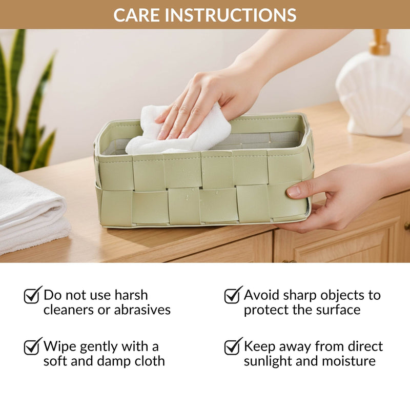 Vegan Leather Basket Sage Green
