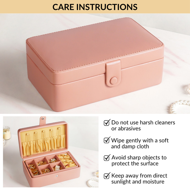 Vegan Leather Two Tier Jewellery Box Pink