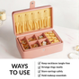 Vegan Leather Two Tier Jewellery Box Pink