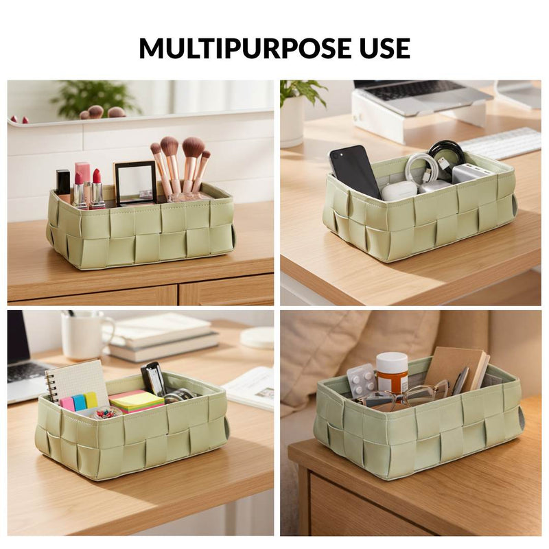 Vegan Leather Basket Sage Green