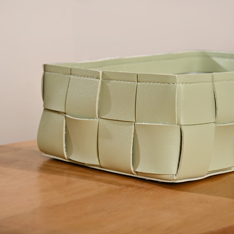 Vegan Leather Basket Sage Green