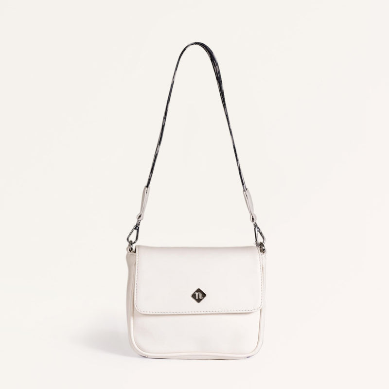 Brio Shoulder Bag With Printed Strap White