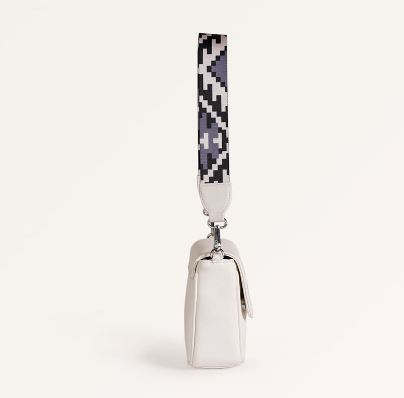 Brio Shoulder Bag With Printed Strap White