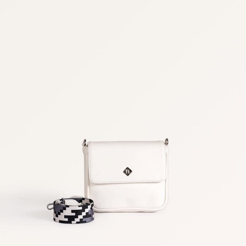 Brio Shoulder Bag With Printed Strap White