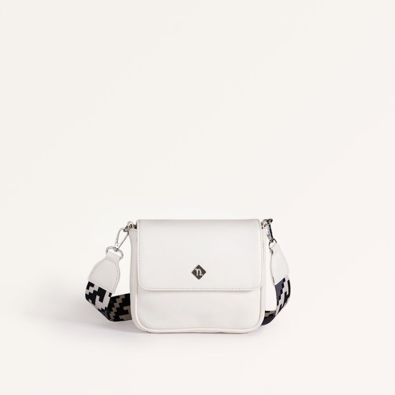 Brio Shoulder Bag With Printed Strap White