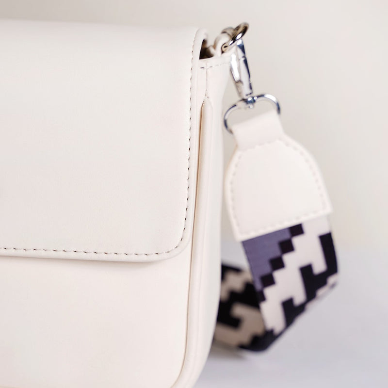 Brio Shoulder Bag With Printed Strap White