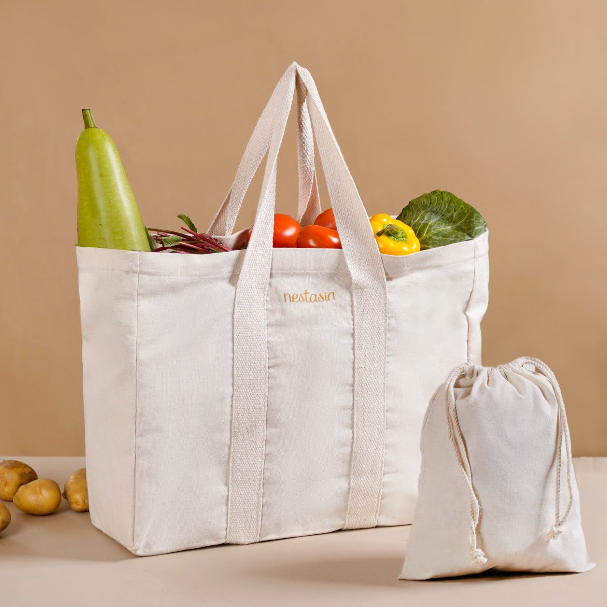 Home Care Store Heavy Duty Cotton Canvas Reusable Vegetable Bag/Grocery Bag/Carry  Bag/Shopping Bag with 6 compartments/Pockets for organised Storage :  Amazon.in: Fashion