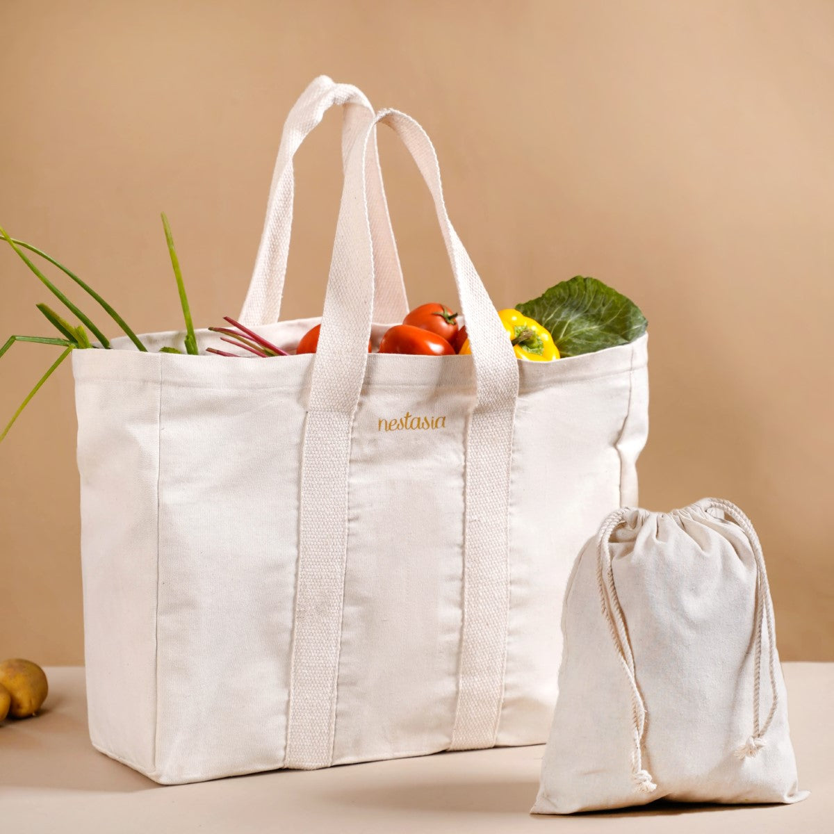 Canvas Tote Bags Heavy Duty Reusable Cotton Grocery Shopping Bags with  Bottom Gusset for DIY Crafts Gift Bag Wedding 4pcs,12.2