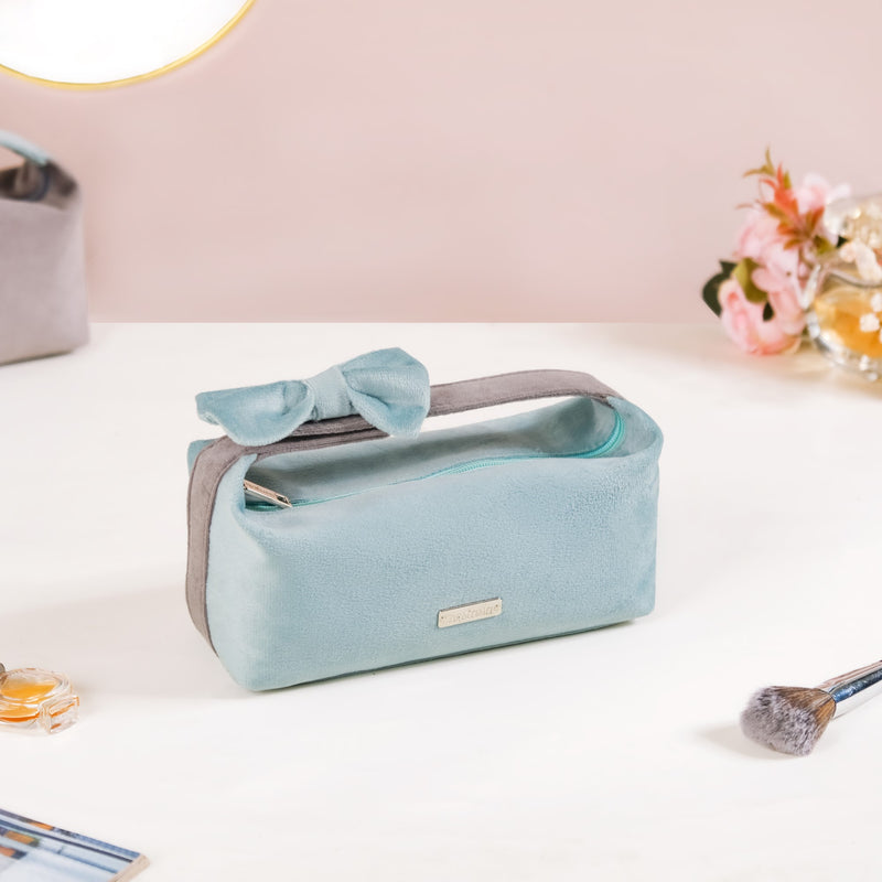 Velvet Makeup Pouch with Bow Set Of 2
