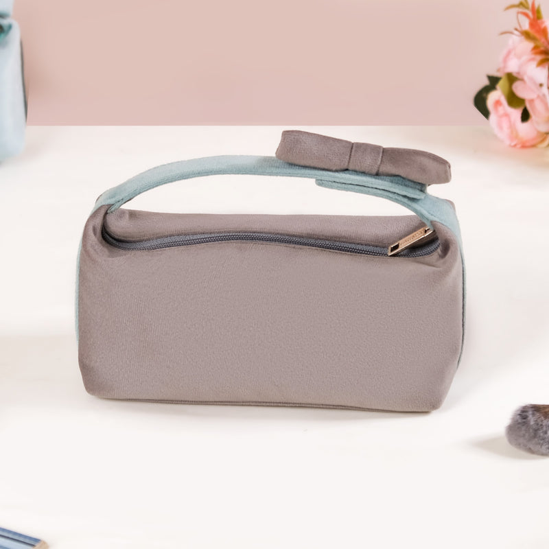 Velvet Makeup Pouch with Bow Set Of 2