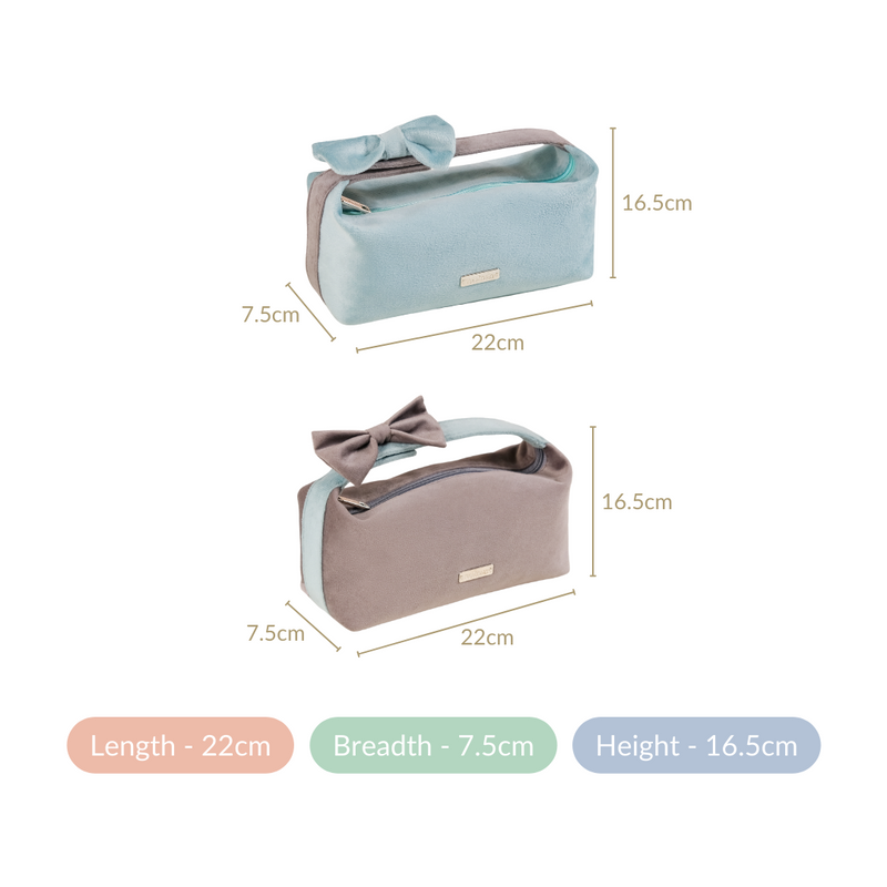 Velvet Makeup Pouch with Bow Set Of 2