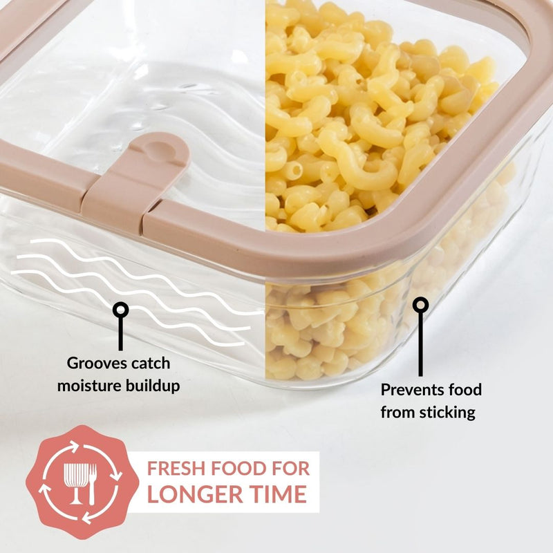 Vento Food Container With Airtight Silicone Lid Set Of 5 220ml 1320ml Brown