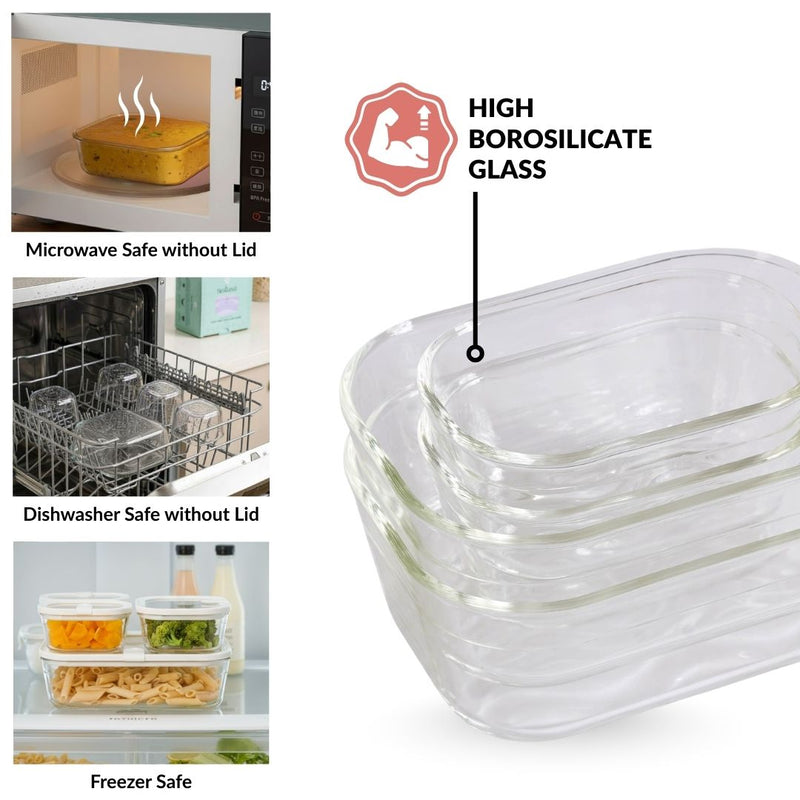 Vento Food Container With Airtight Silicone Lid Set Of 5 220ml 1320ml Brown