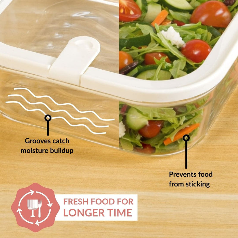 Vento Food Container With Airtight Silicone Lid Set Of 5 220ml 1320ml Cream