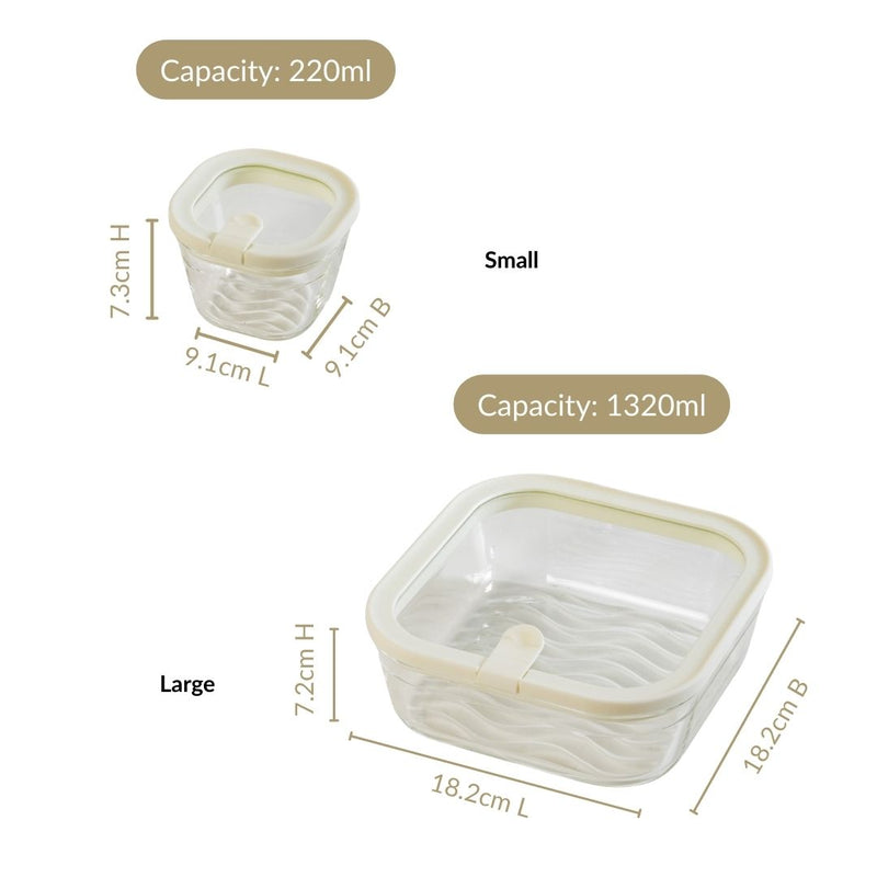 Vento Food Container With Airtight Silicone Lid Set Of 5 220ml 1320ml Cream